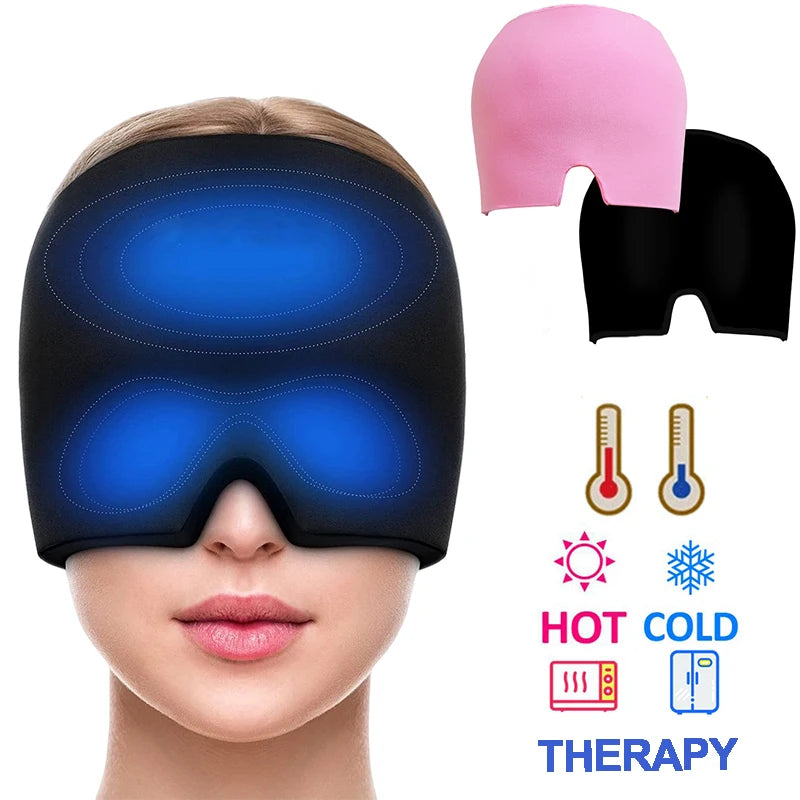  Headache Migraine Relief Hat Cold Compress Therapy Cap Ice Head Wrap Pack Eye Mask for Pressure Relieve Pain Ice Hat